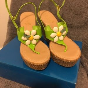 Bright green sandal size 9